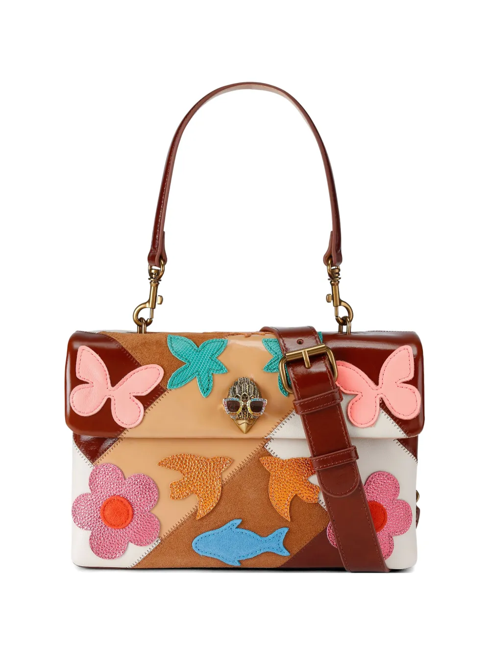 Kurt Geiger London Kensington butterfly-patch shoulder bag - Brown