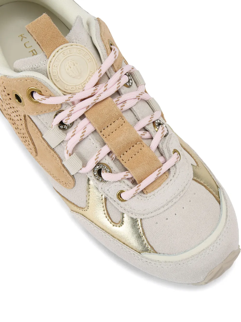 Kurt Geiger London Slim Runner sneakers met geperforeerd vlak Beige