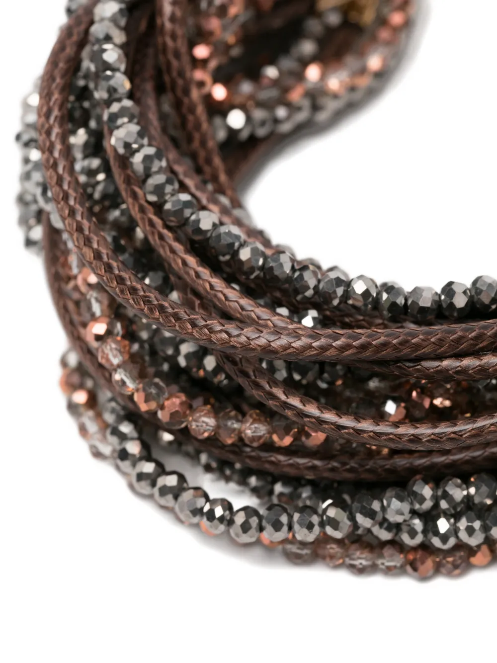  Antonelli Joshua Beaded Leather Bracelet - Brown 