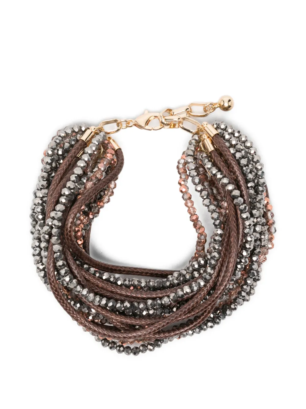 Antonelli Joshua beaded leather bracelet - Marrone