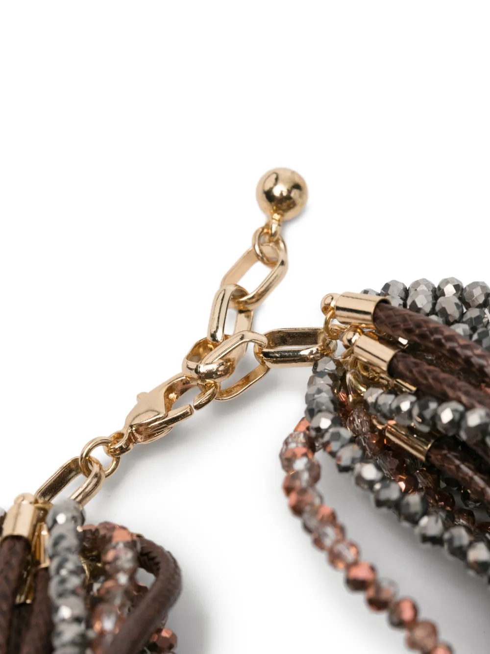  Antonelli Joshua Beaded Leather Bracelet - Brown 