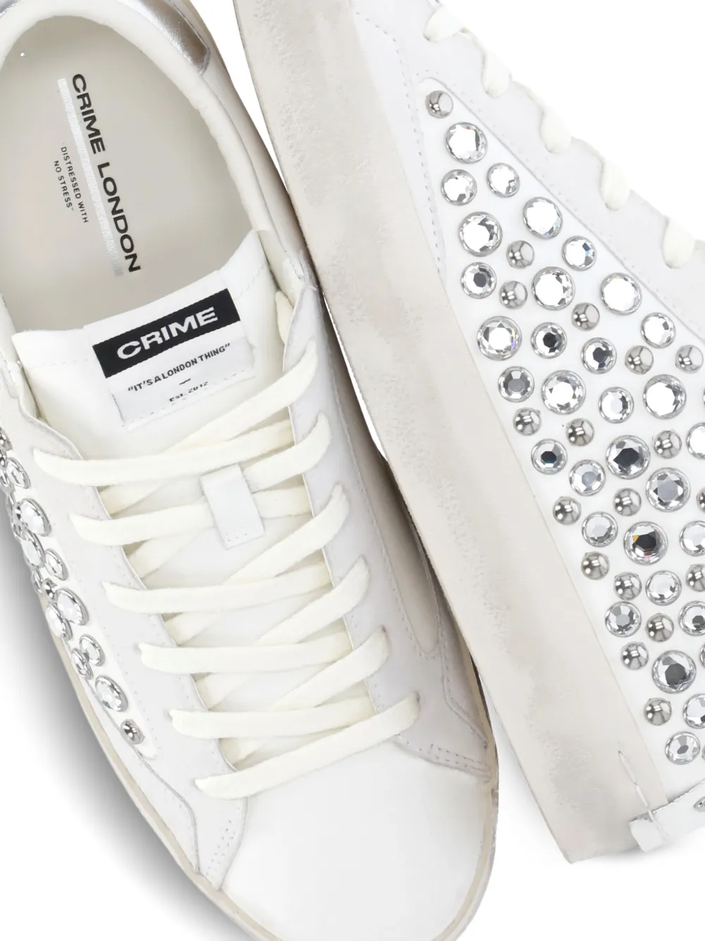 Crime London Sneakers verfraaid met kristallen Wit