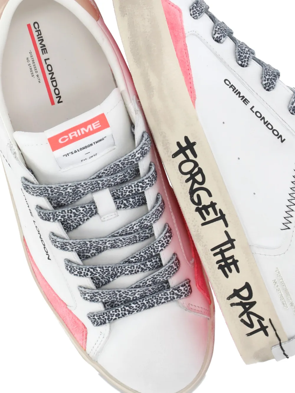 Crime London Gerafelde sneakers met luipaardprint Wit