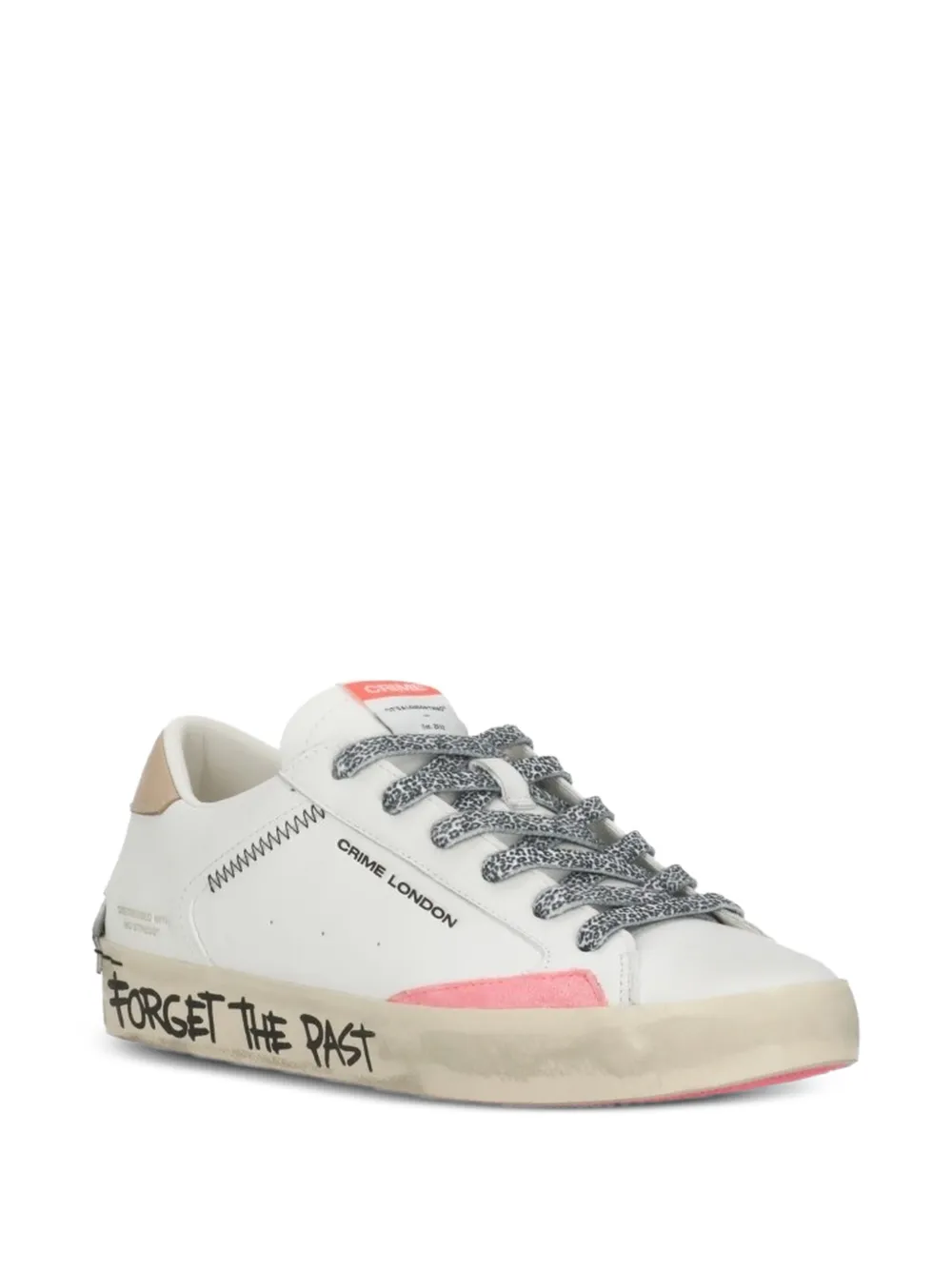 Crime London Gerafelde sneakers met luipaardprint Wit