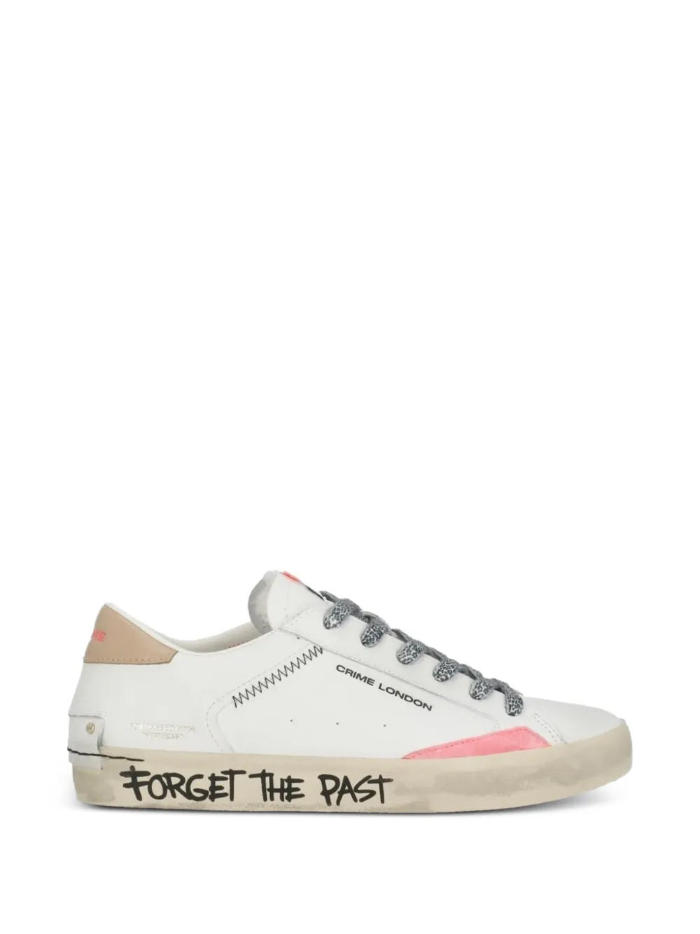 Crime London Gerafelde sneakers met luipaardprint Wit