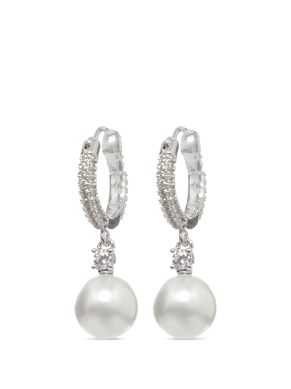 Self-Portrait crystal-embellished faux-pearl earrings - Argento