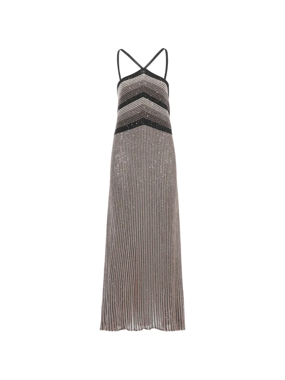 D.Exterior chevron sequin maxi dress - Grigio