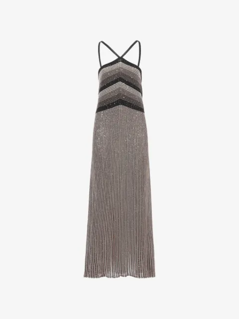 D.Exterior striped midi dress