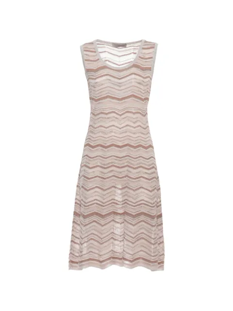 D.Exterior zigzag sleeveless midi dress