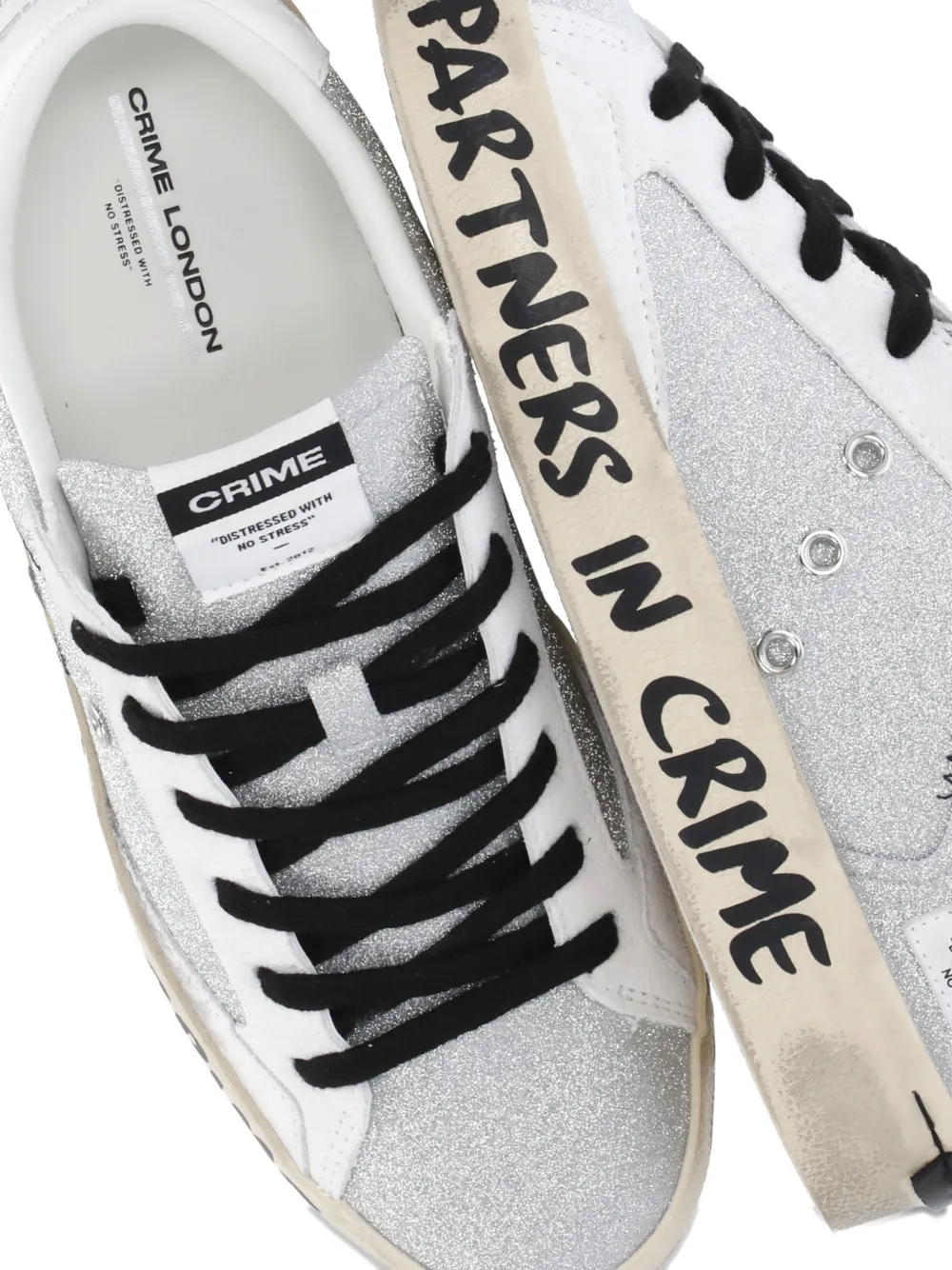 Crime London Sneakers met veters Zilver