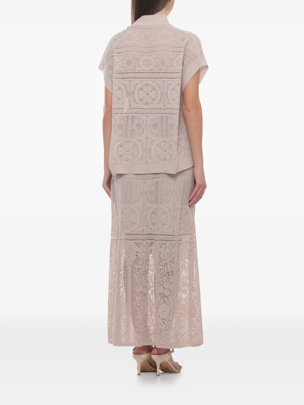D.Exterior Gehaakte blouse Beige