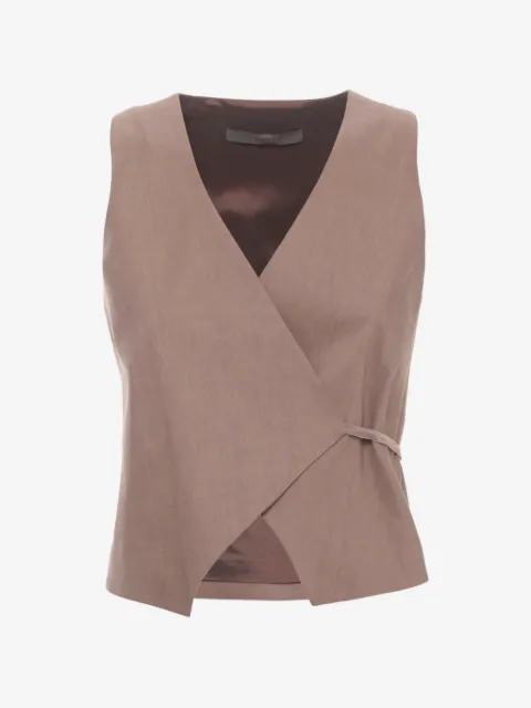 D.Exterior tie-detail sleeveless waistcoat