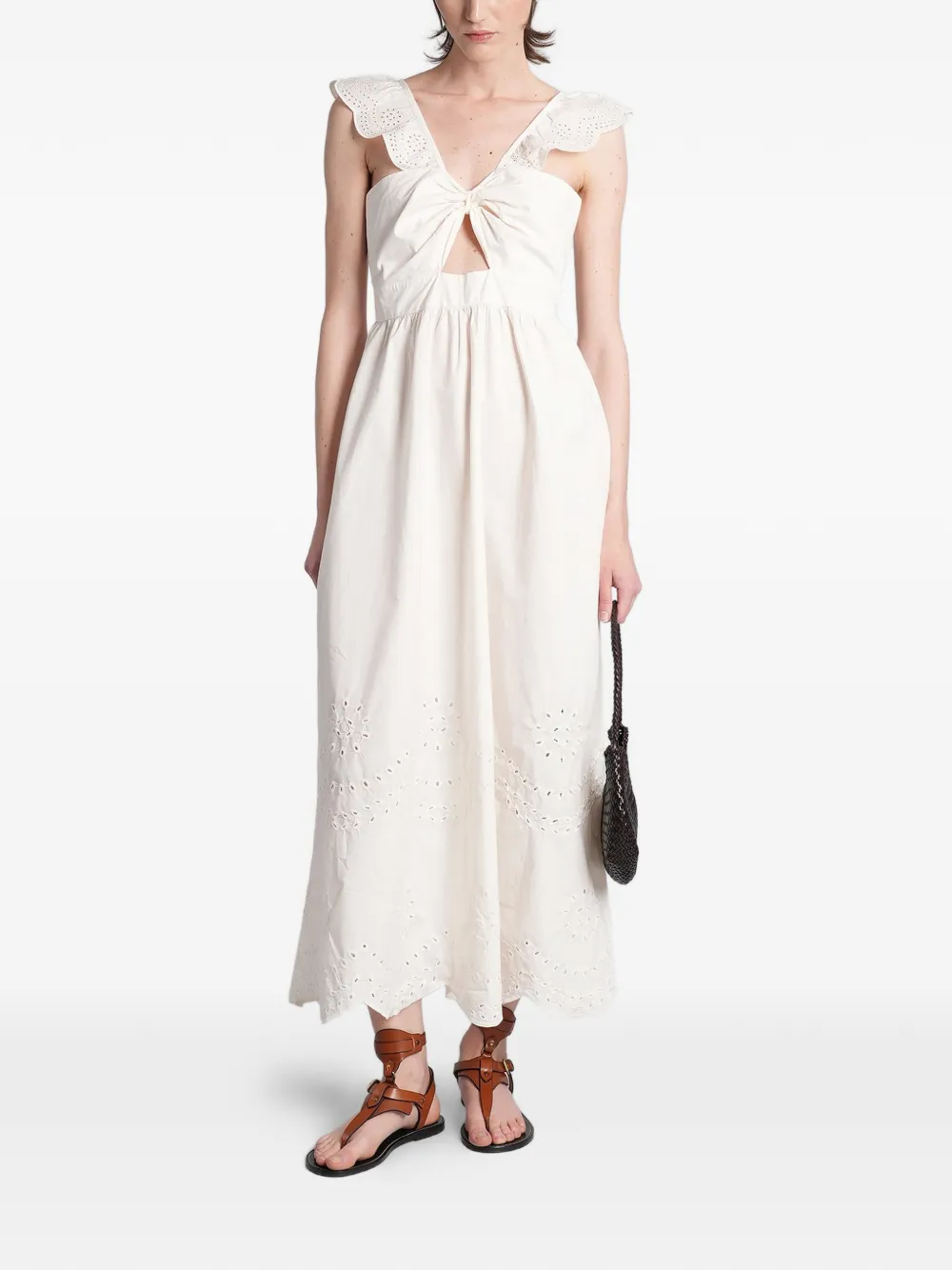 Antik Batik Baby broderie-anglaise ruffled midi dress - Toni neutri