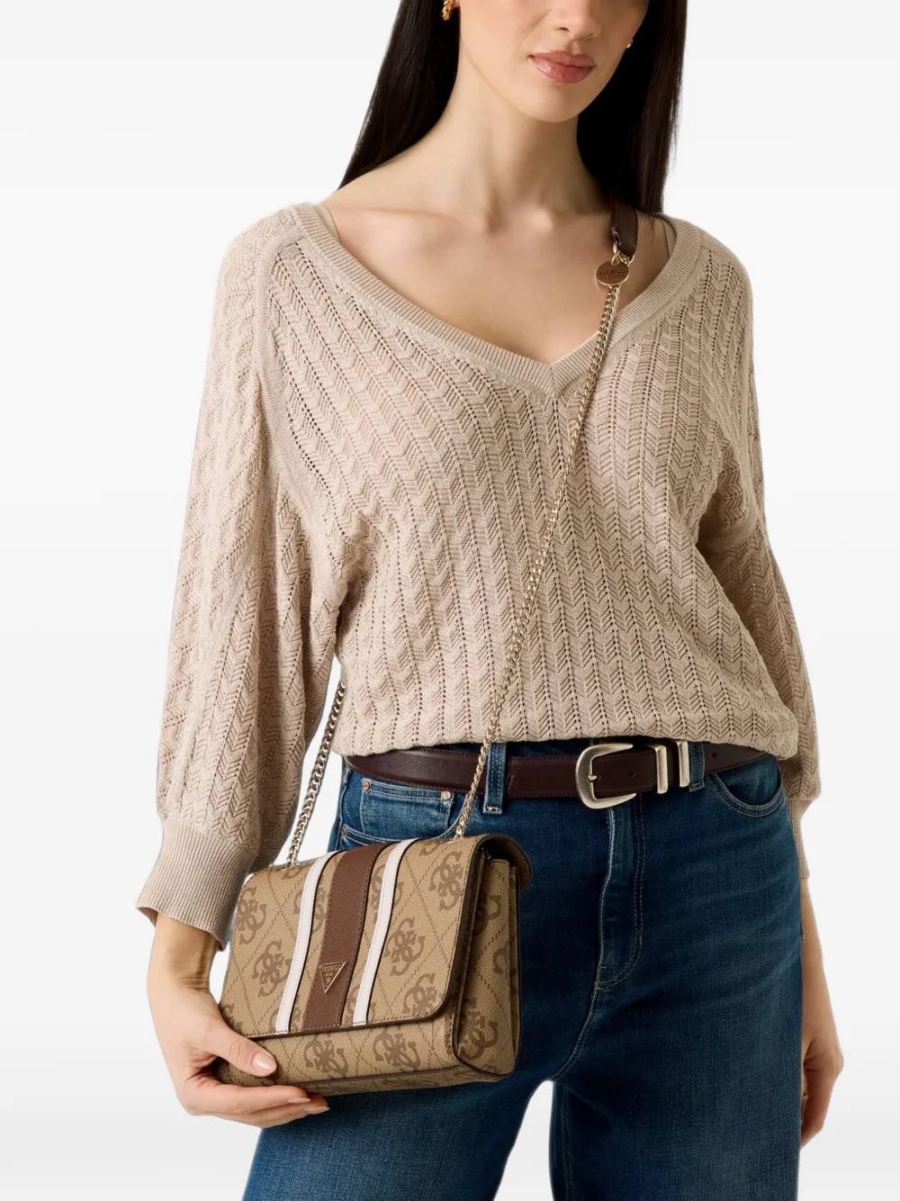 GUESS USA Noelle schoudertas Beige