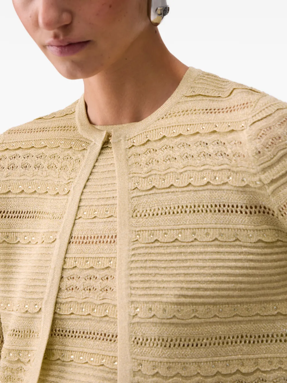 LIU JO Opengewerkt vest met knopen Beige