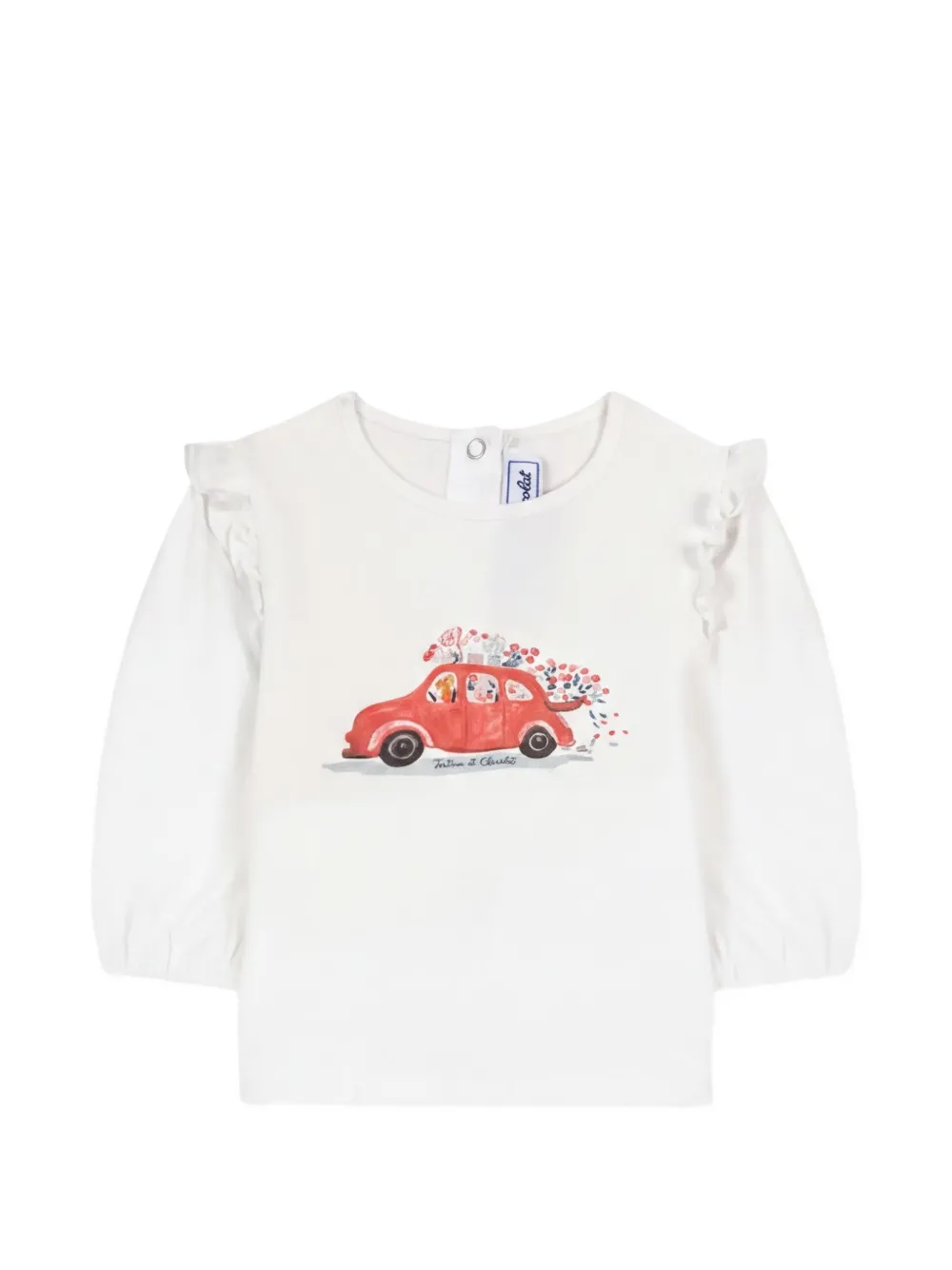 Tartine Et Chocolat ruffled graphic-print top - Bianco