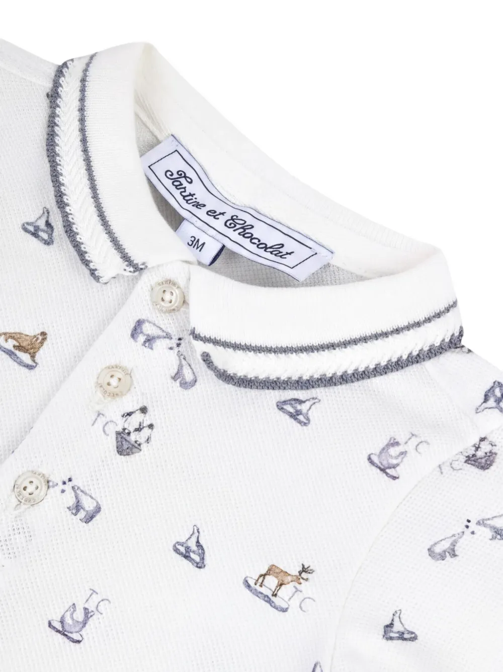Tartine Et Chocolat Poloshirt met dieren-print en lange mouwen Wit