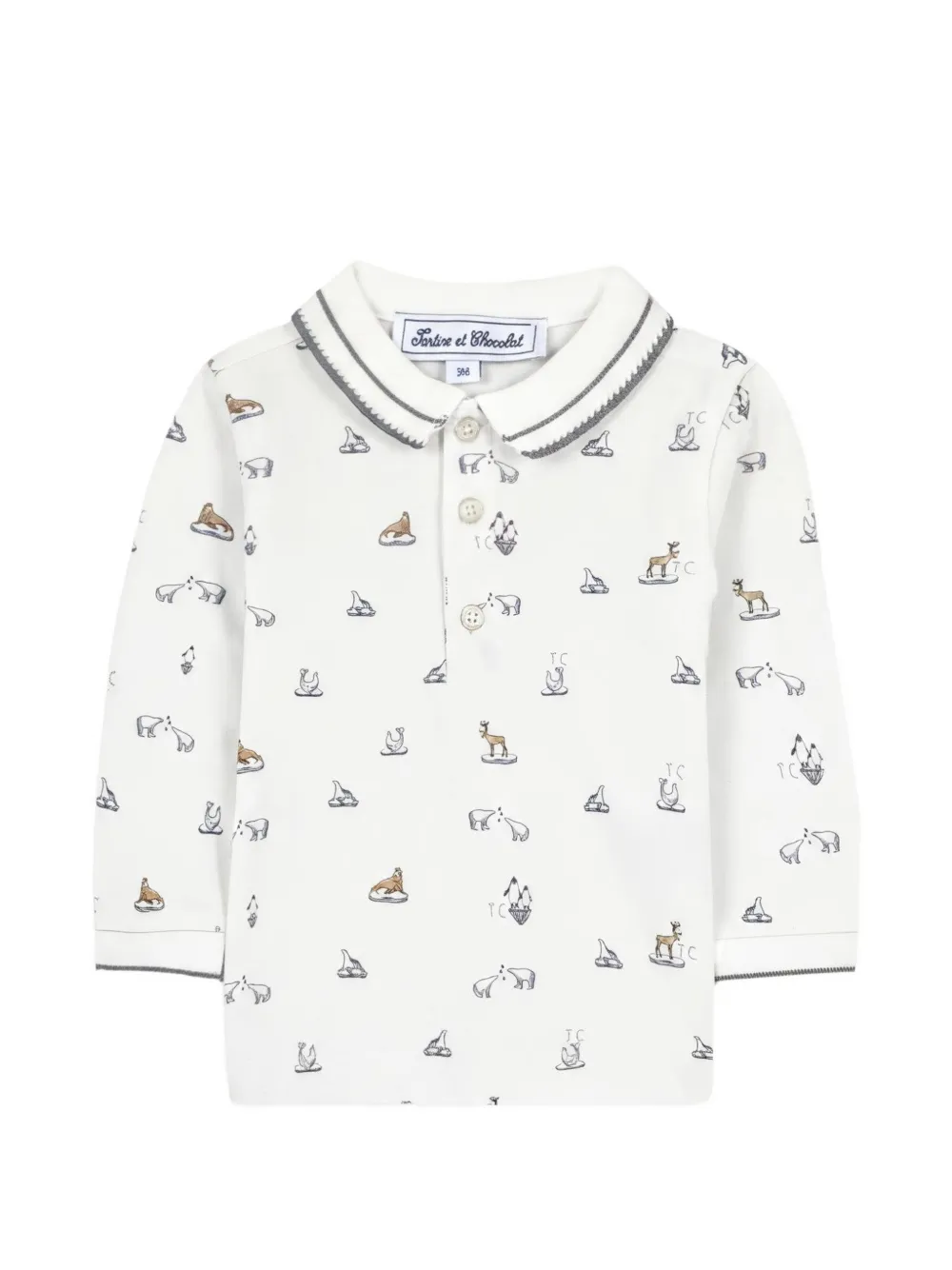 Tartine Et Chocolat animal-print long-sleeve polo shirt - Bianco