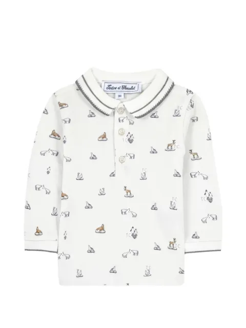 Tartine Et Chocolat animal-print long-sleeve polo shirt