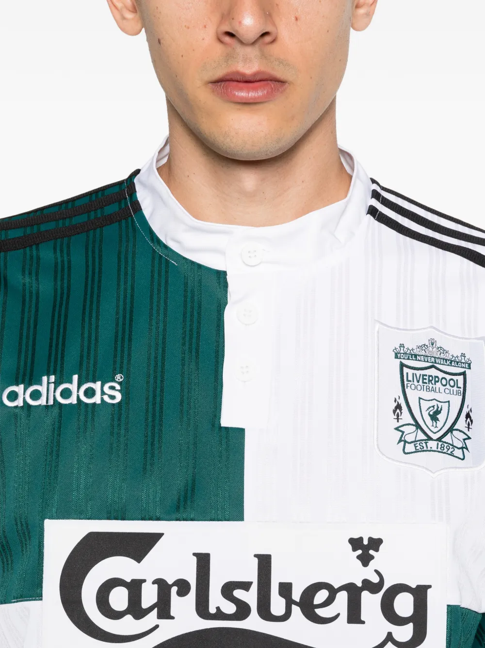 Adidas Liverpool FC three-stripe Panelled T-shirt | Green | FARFETCH