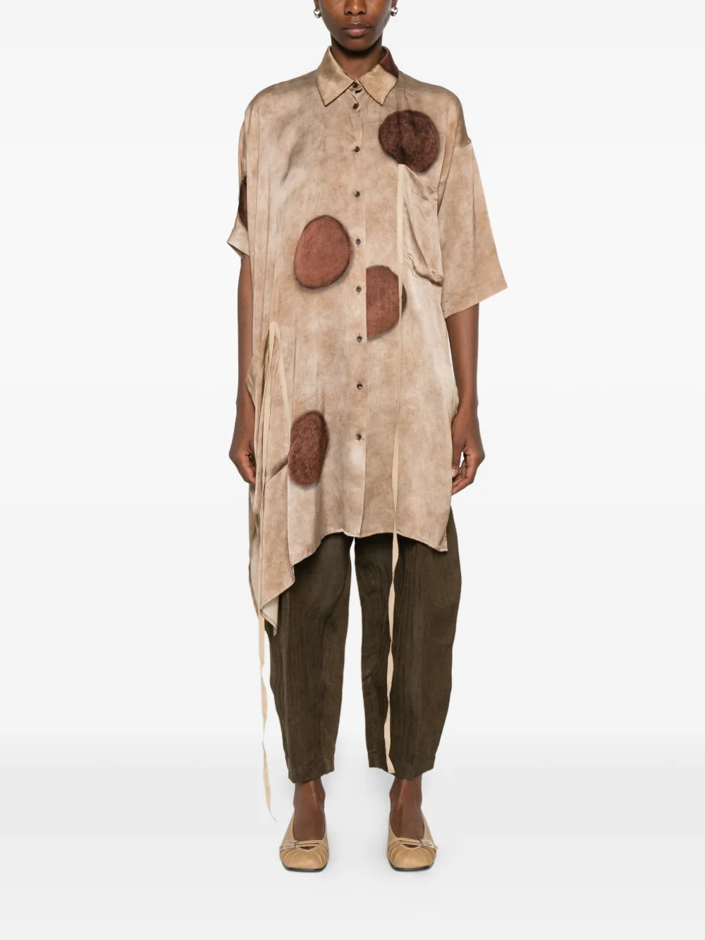 Uma Wang Thetis top met stippen en strikdetail Beige