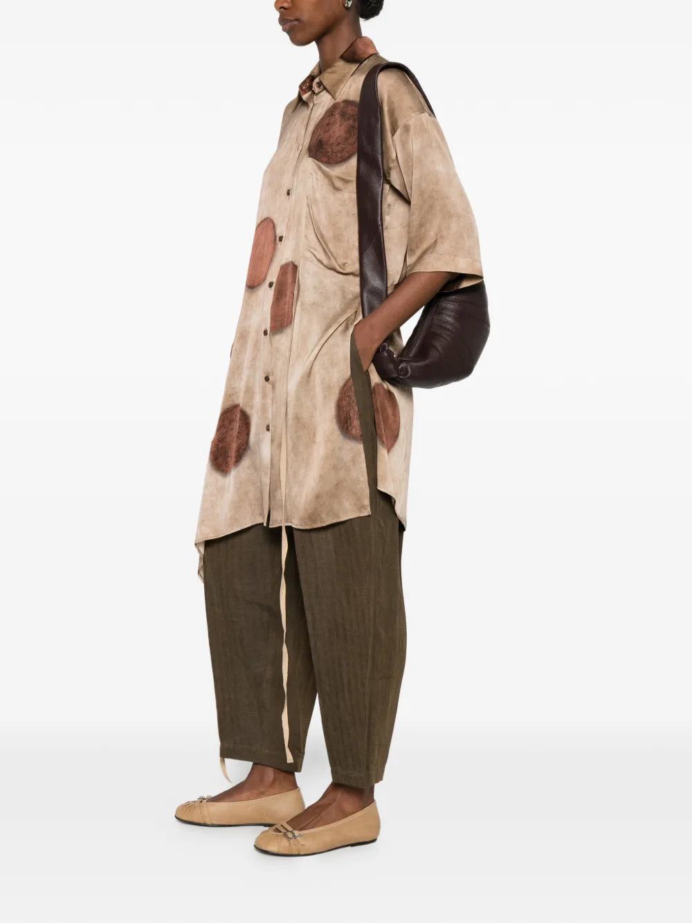 Uma Wang Thetis top met stippen en strikdetail Beige