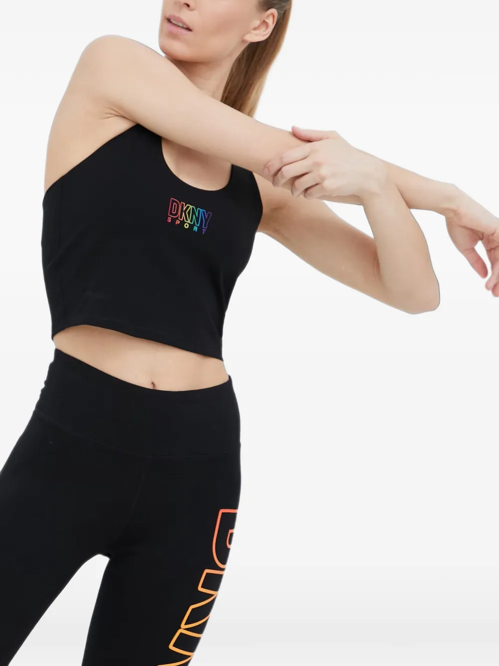 DKNY Cropped racerback top met logo Zwart