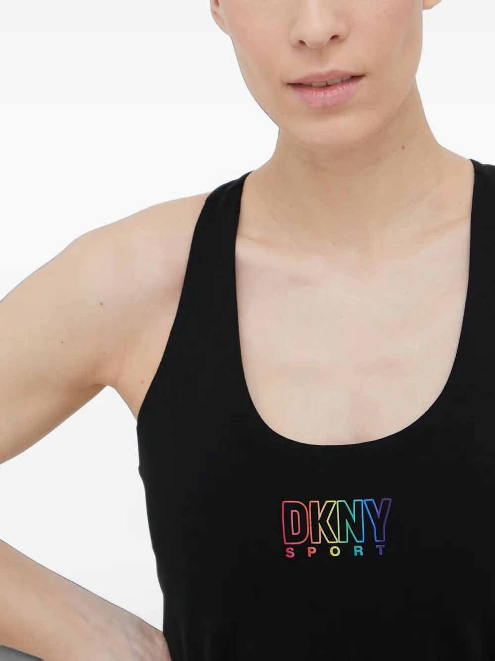 DKNY Cropped racerback top met logo Zwart