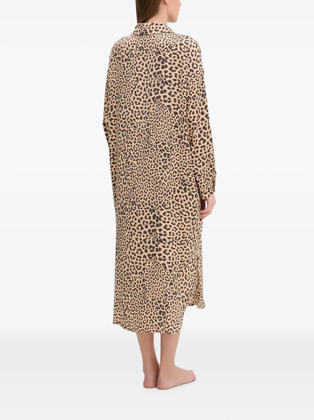 DKNY Midi-jurk met luipaardprint en knopen Bruin