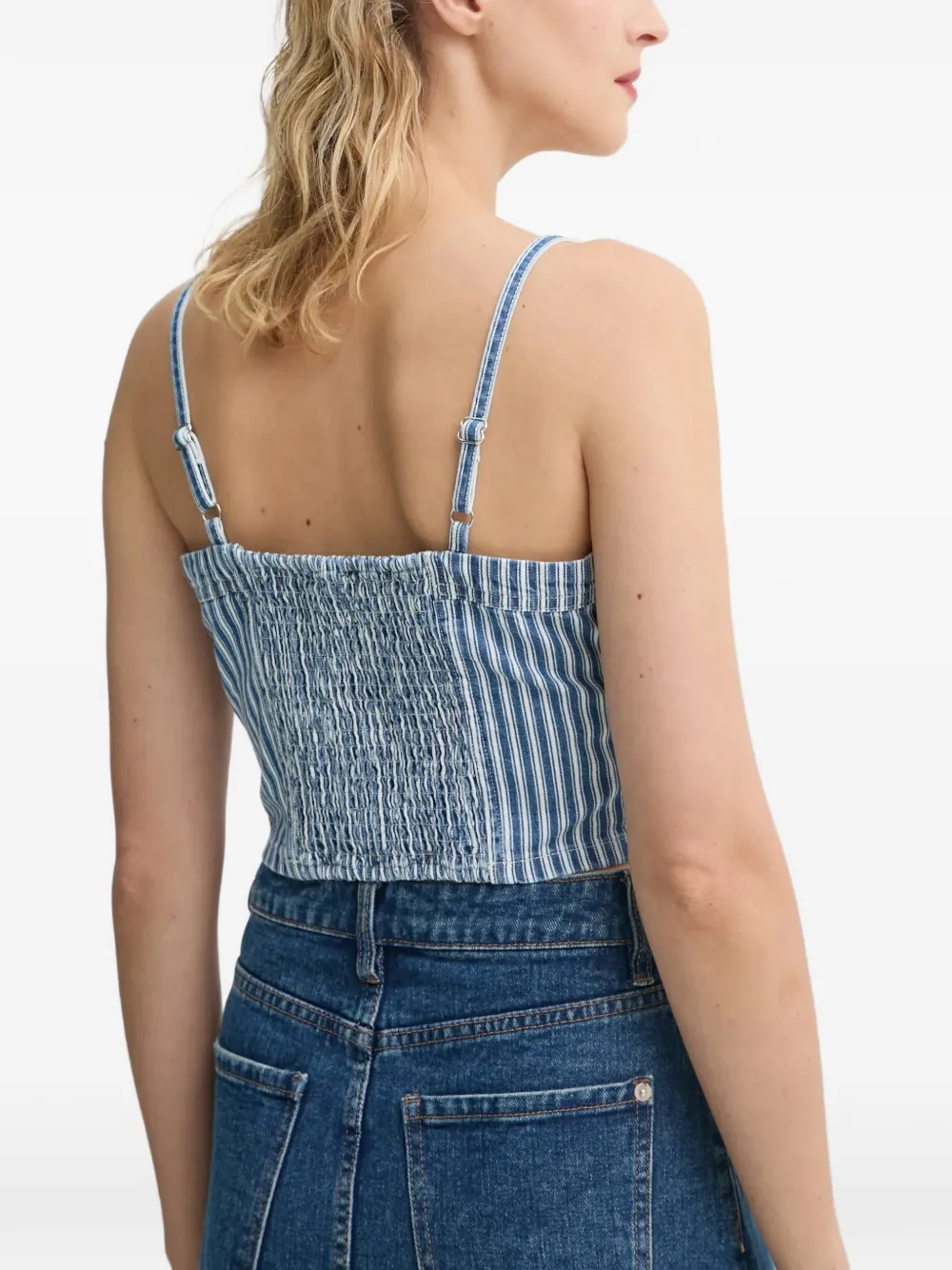 Levi's Jadine striped crop top Blauw