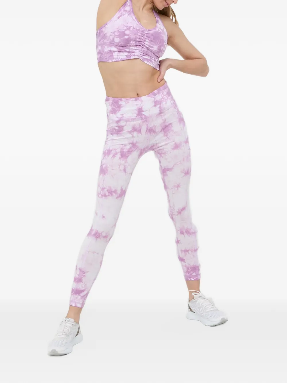 DKNY tie-dye ruched-detail sports bra Paars