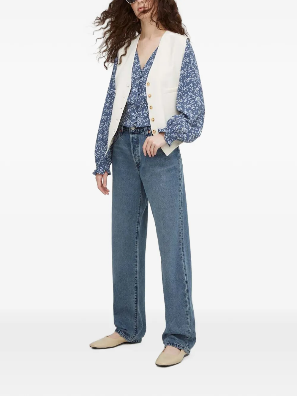 Levi's Tamara blouse met bloemenprint en V-hals Blauw