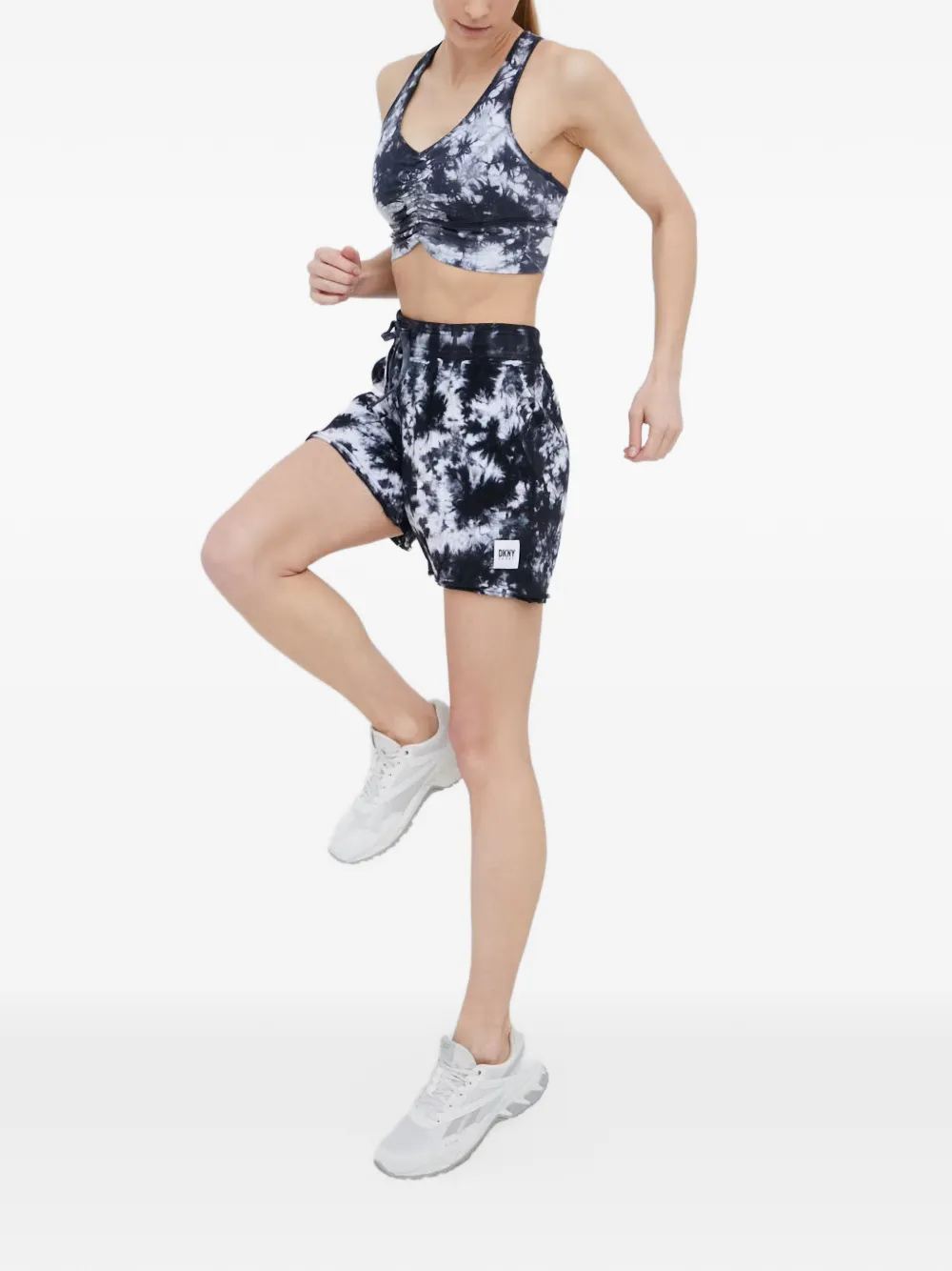 DKNY tie-dye ruched sports bra - Schwarz