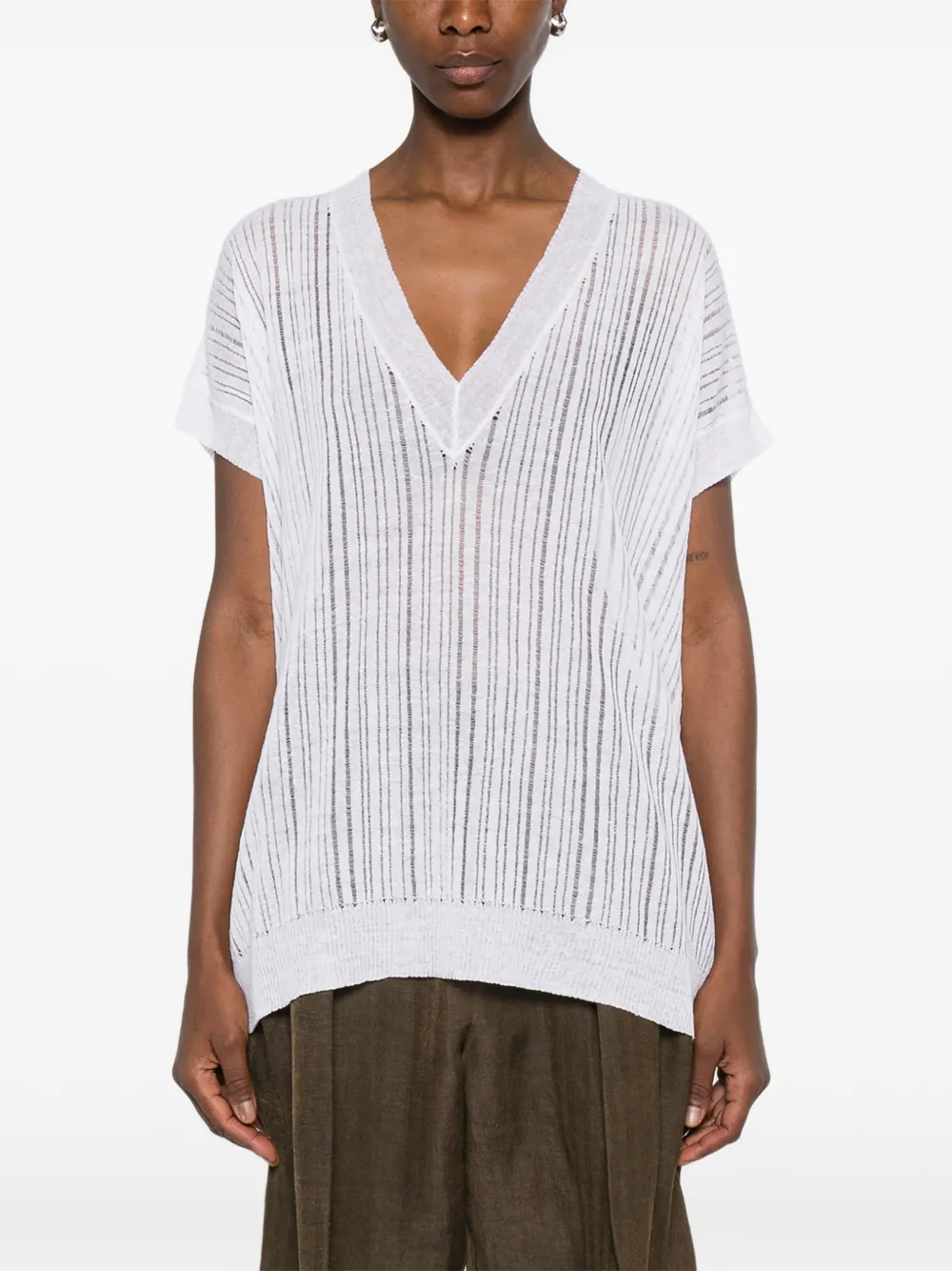 Uma Wang Top met V-hals Wit