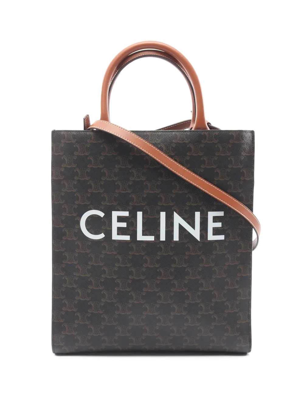 Celine Pre-Owned 2021-2026 Small Triomphe Coated Canvas Vertical Cabas Tote satchel - Nero