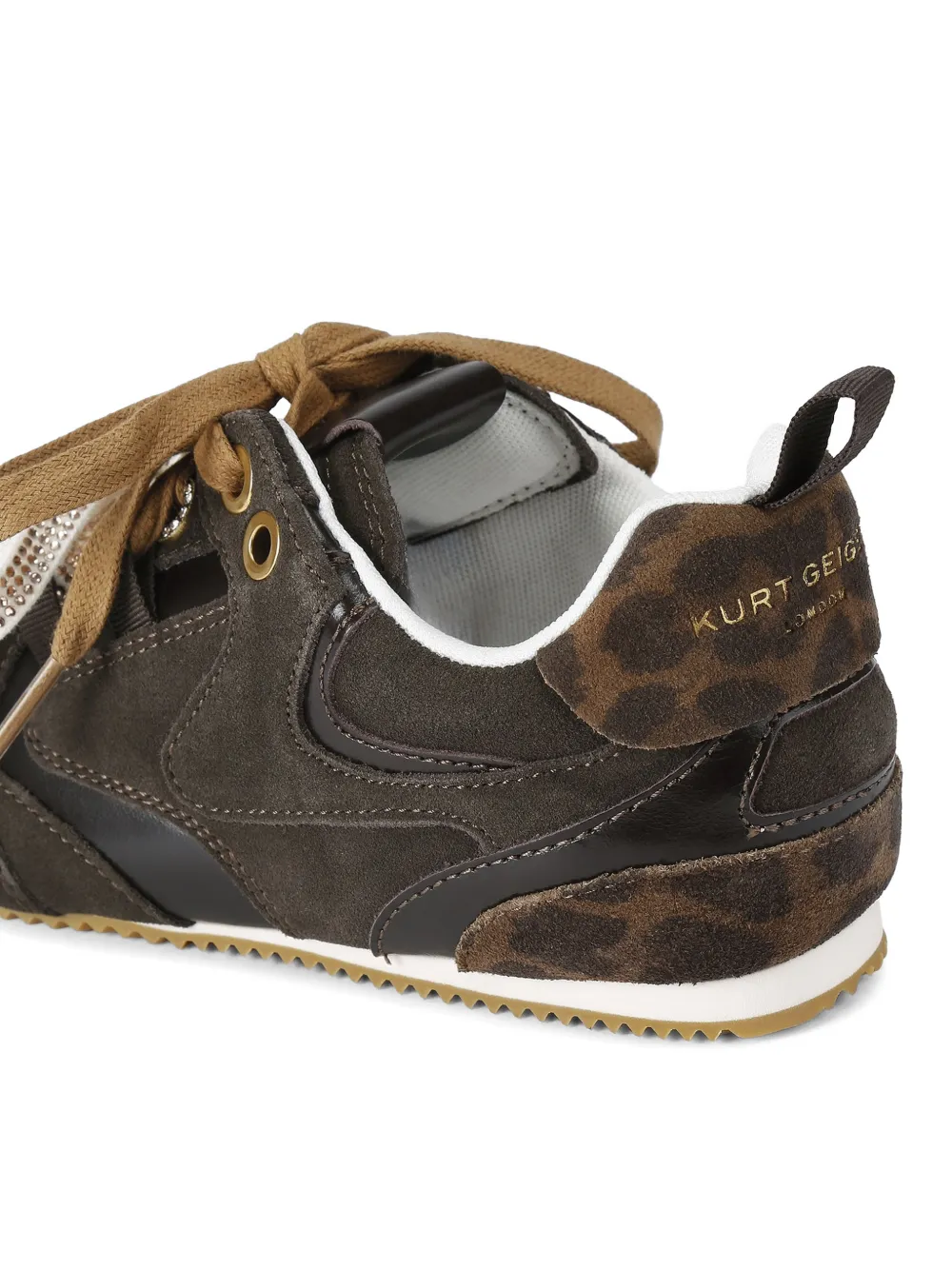 Kurt Geiger London Sneakers verfraaid met kristallen en luipaardprint Bruin
