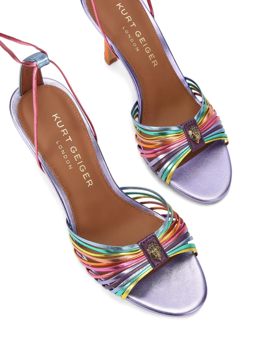 Kurt Geiger London Sandalen met meerdere bandjes hak en striksluiting Paars