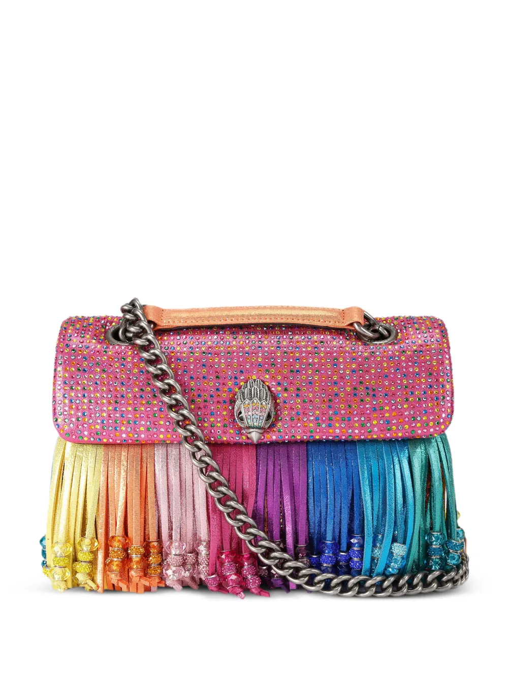 Kurt Geiger London Borsa a spalla Kensington con frange - Rosa