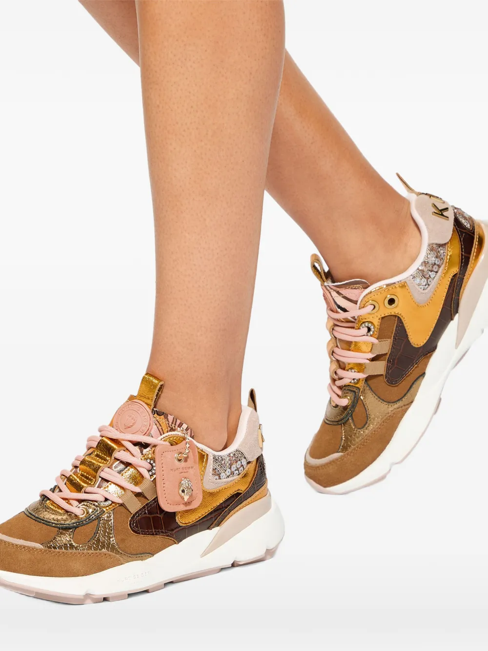 Kurt Geiger London Croc sneakers met hagedissenprint Bruin