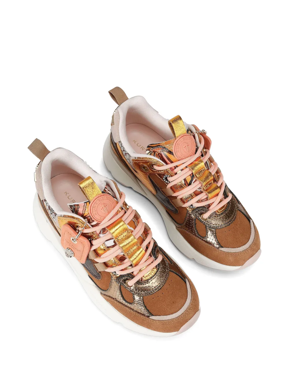 Kurt Geiger London Croc sneakers met hagedissenprint Bruin