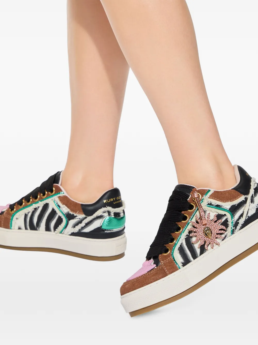 Kurt Geiger London Sunbeam Tag sneakers met zebraprint Bruin