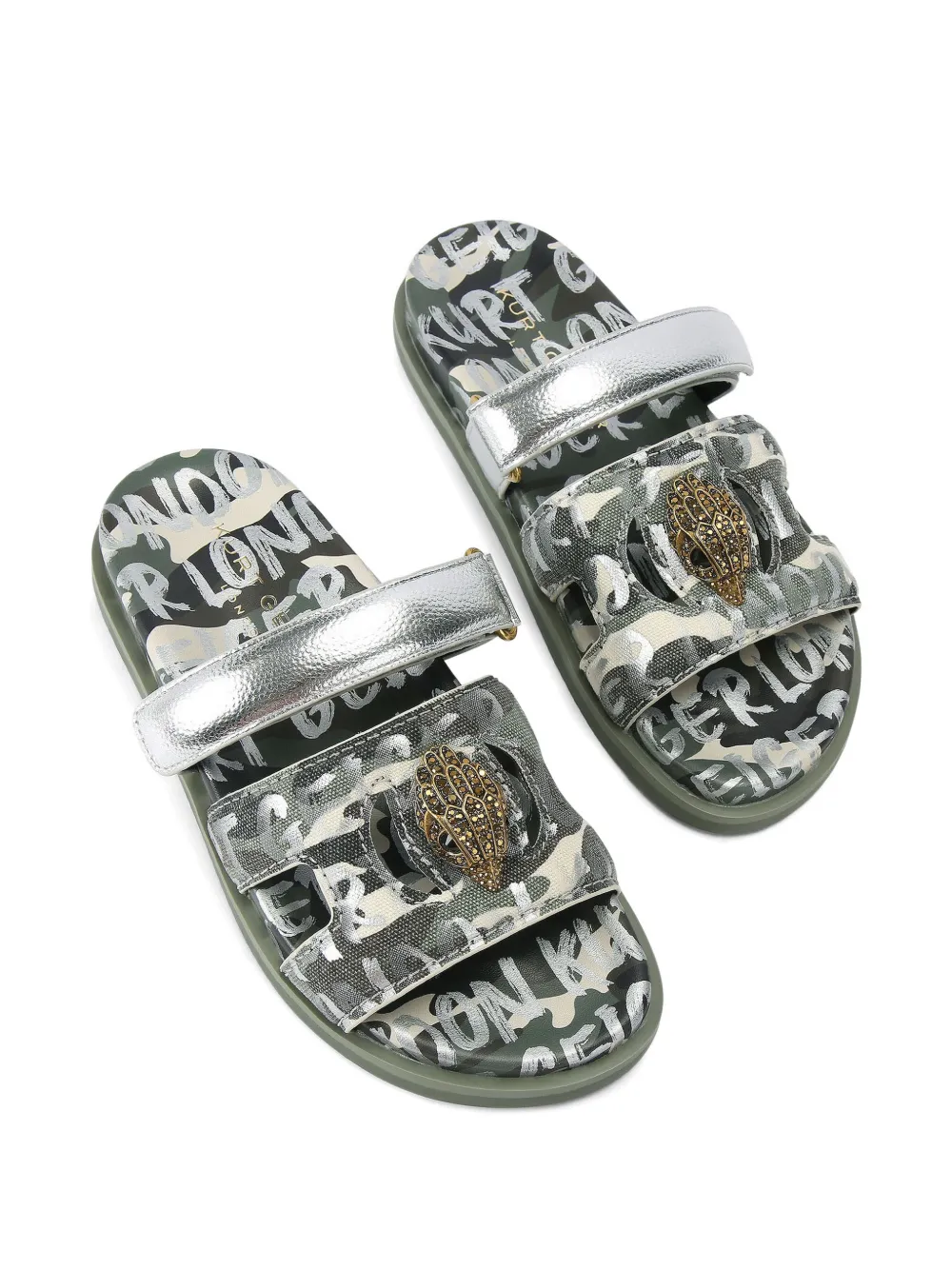 Kurt Geiger London Camouflage Eagle sandalen met uitgesneden details Groen