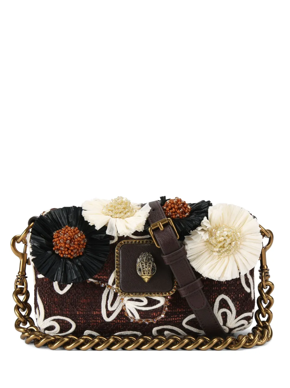 Kurt Geiger London mini Pimlico flower-appliqué shoulder bag - Brown