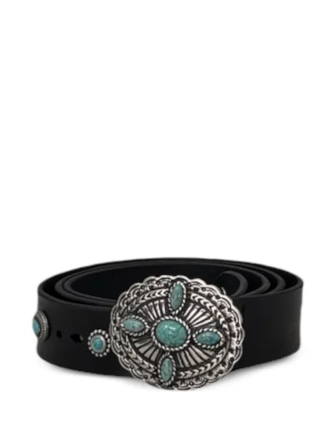 Orciani turquoise-embellished leather belt
