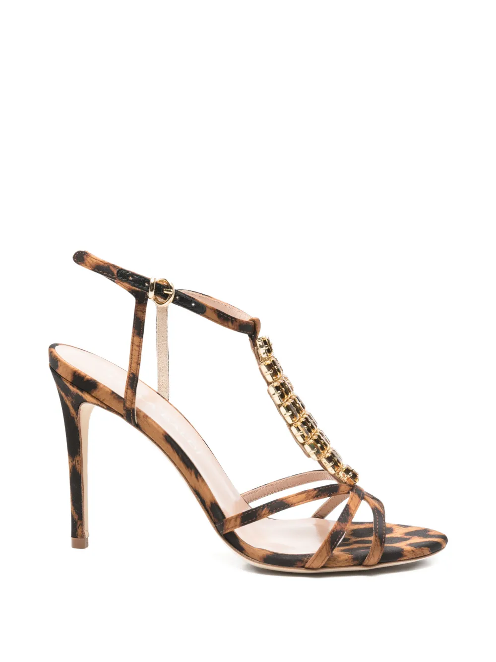 Lella Baldi Sandalen met dierenprint Beige