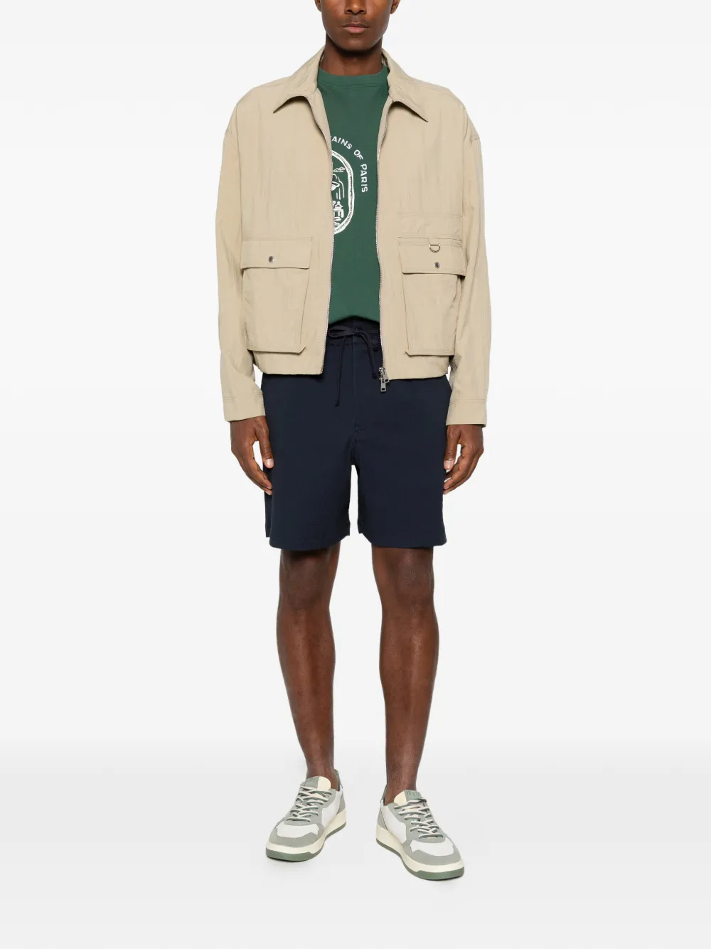 Maison Kitsuné Zip-up Flap-pocket Jacket In Neutral