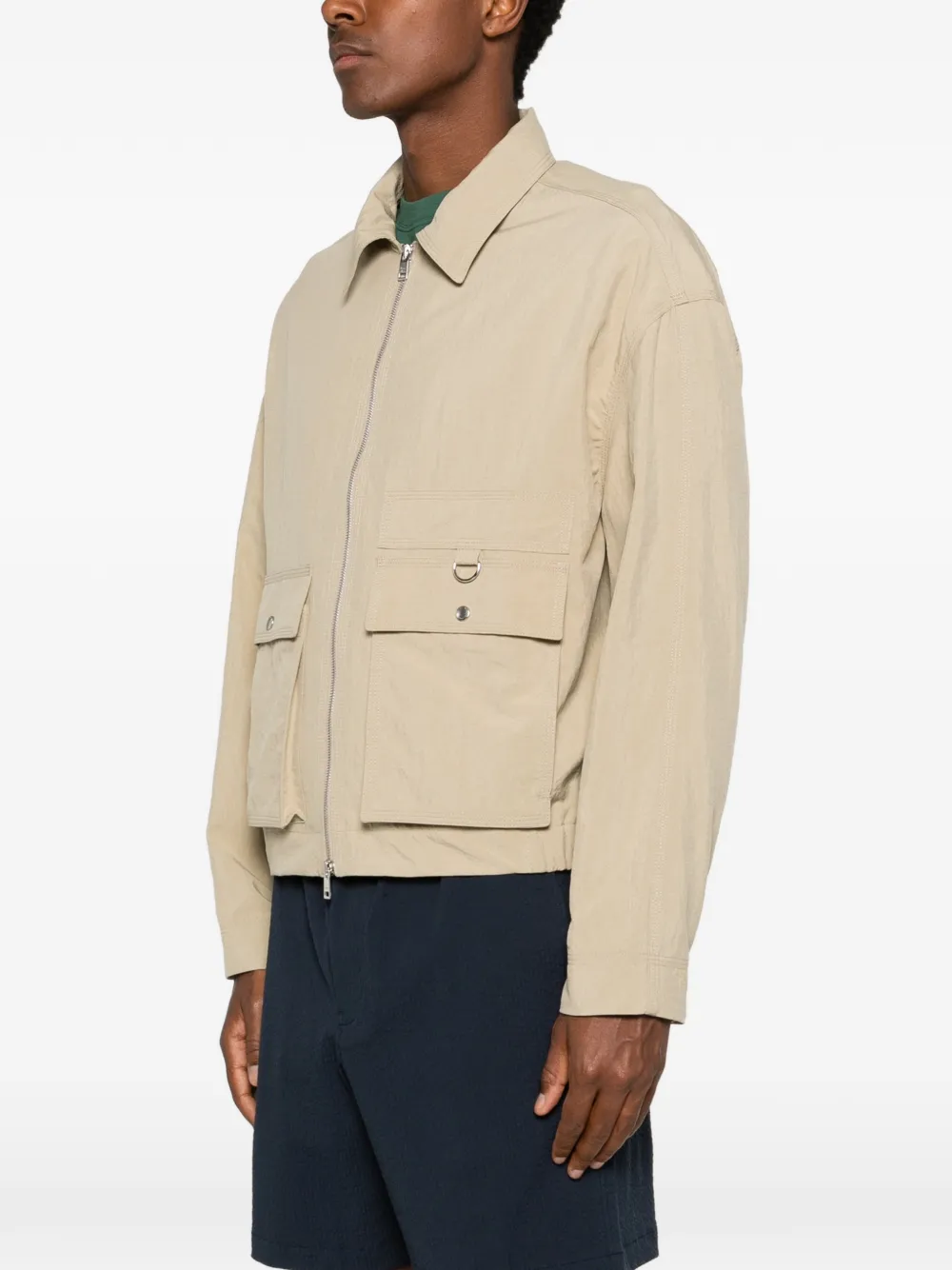 Maison Kitsuné Zip-up Flap-pocket Jacket In Neutral
