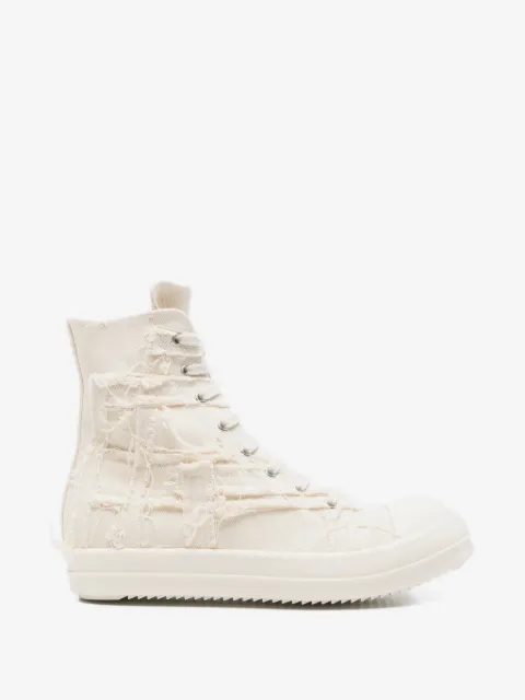 Rick Owens DRKSHDW frayed lace-up sneakers