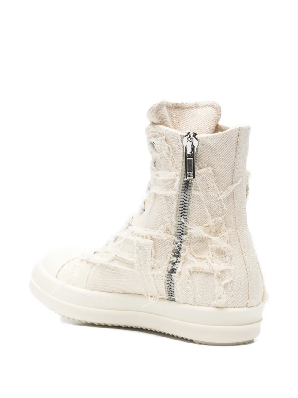 Rick Owens DRKSHDW frayed lace-up sneakers Beige