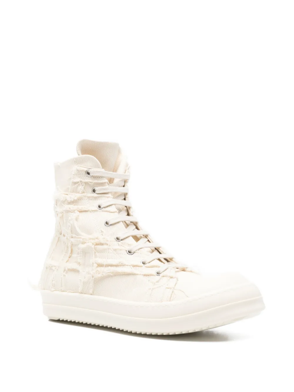 Rick Owens DRKSHDW frayed lace-up sneakers Beige